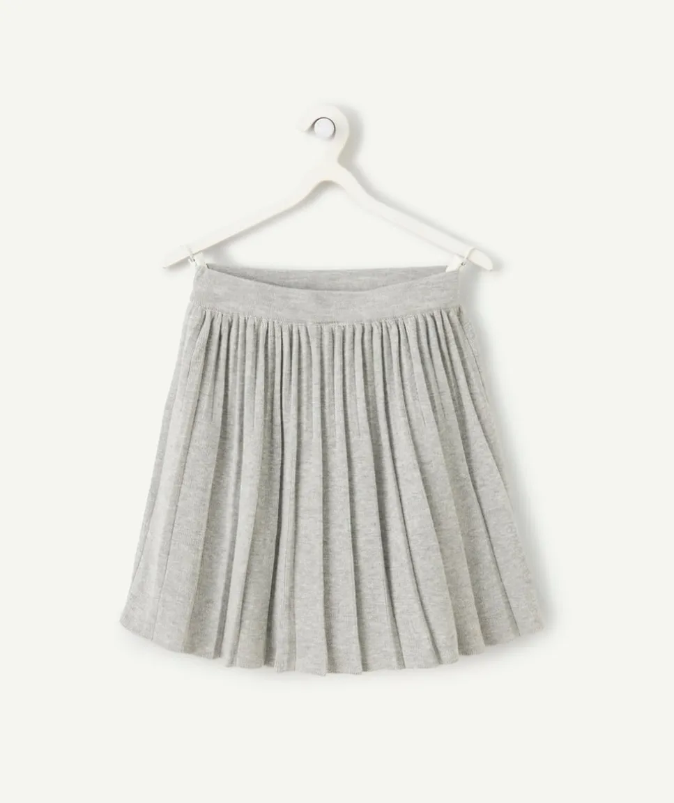 Jupe fille en fibres recyclées gris clair