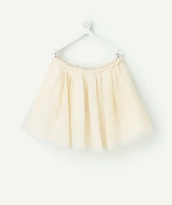 Jupe fille en tulle beige pailleté