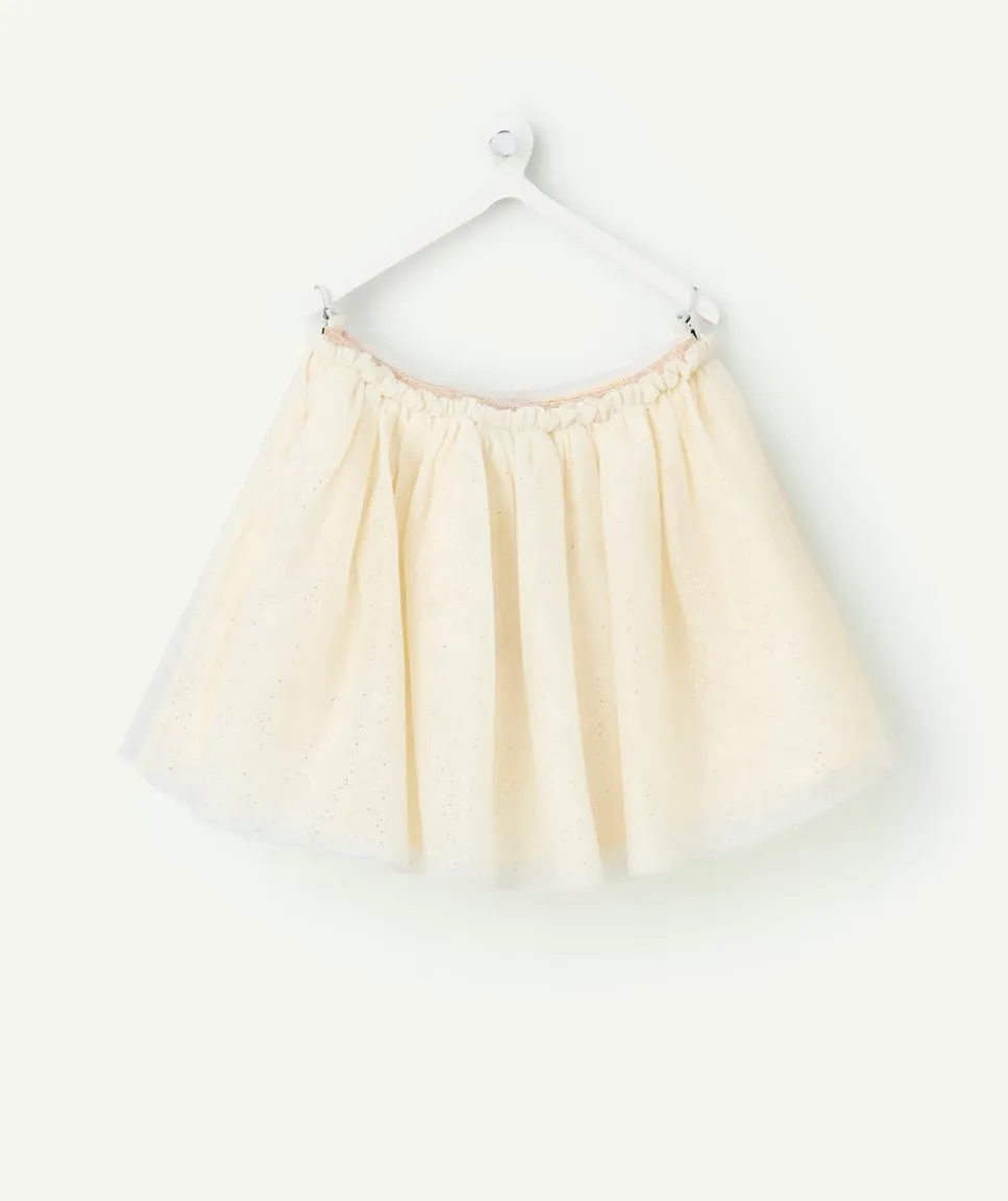 Jupe fille en tulle beige pailleté