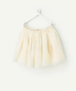 Jupe fille en tulle beige pailleté