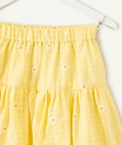 Jupe fille imprimée jaune à fleurs