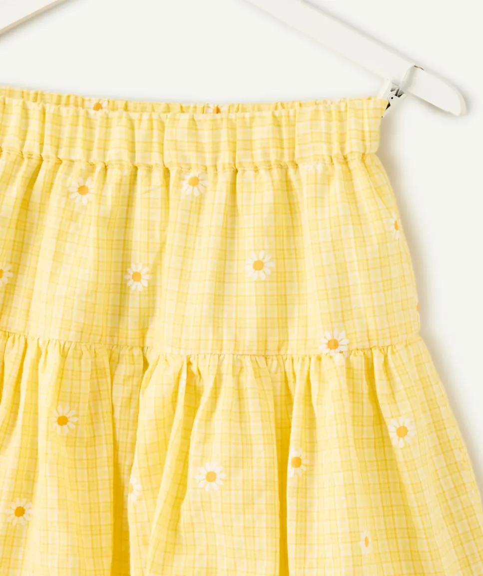 Jupe fille imprimée jaune à fleurs
