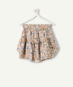 Jupe fille imprimé fleuri volantée avec short intégré