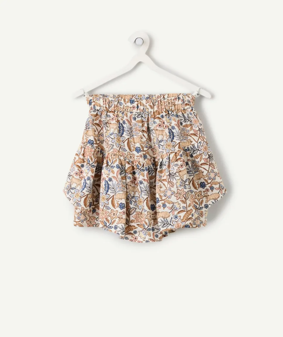 Jupe fille imprimé fleuri volantée avec short intégré