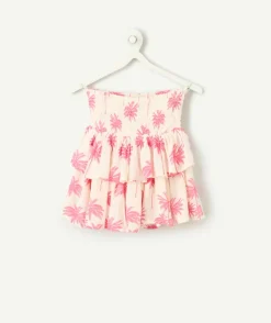 Jupe fille imprimé palmiers roses