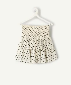 Jupe fille imprimé pois volantée avec short intégré