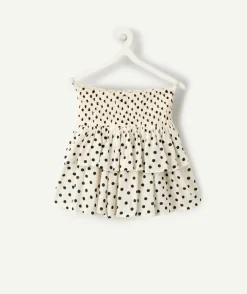 Jupe fille imprimé pois volantée avec short intégré