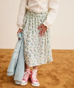 Jupe fille longue imprimé fleuri