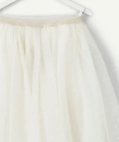 Jupe fille plissée blanc avec pois