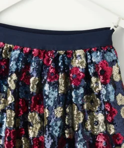 Jupe fille à sequins imprimé floral