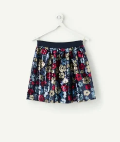 Jupe fille à sequins imprimé floral