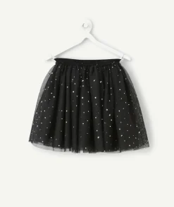 Jupe fille tulle noir étoiles