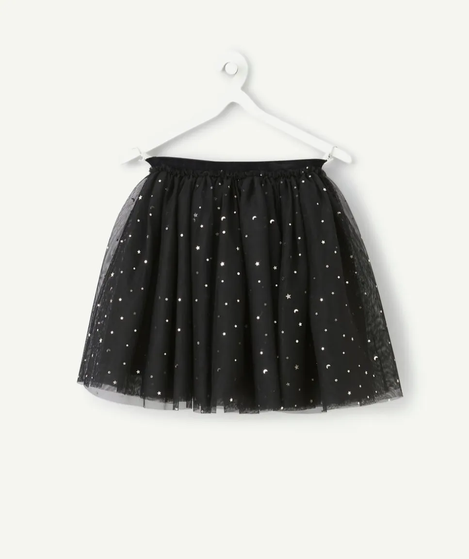 Jupe fille tulle noir étoiles