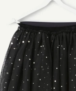 Jupe fille tulle noir étoiles