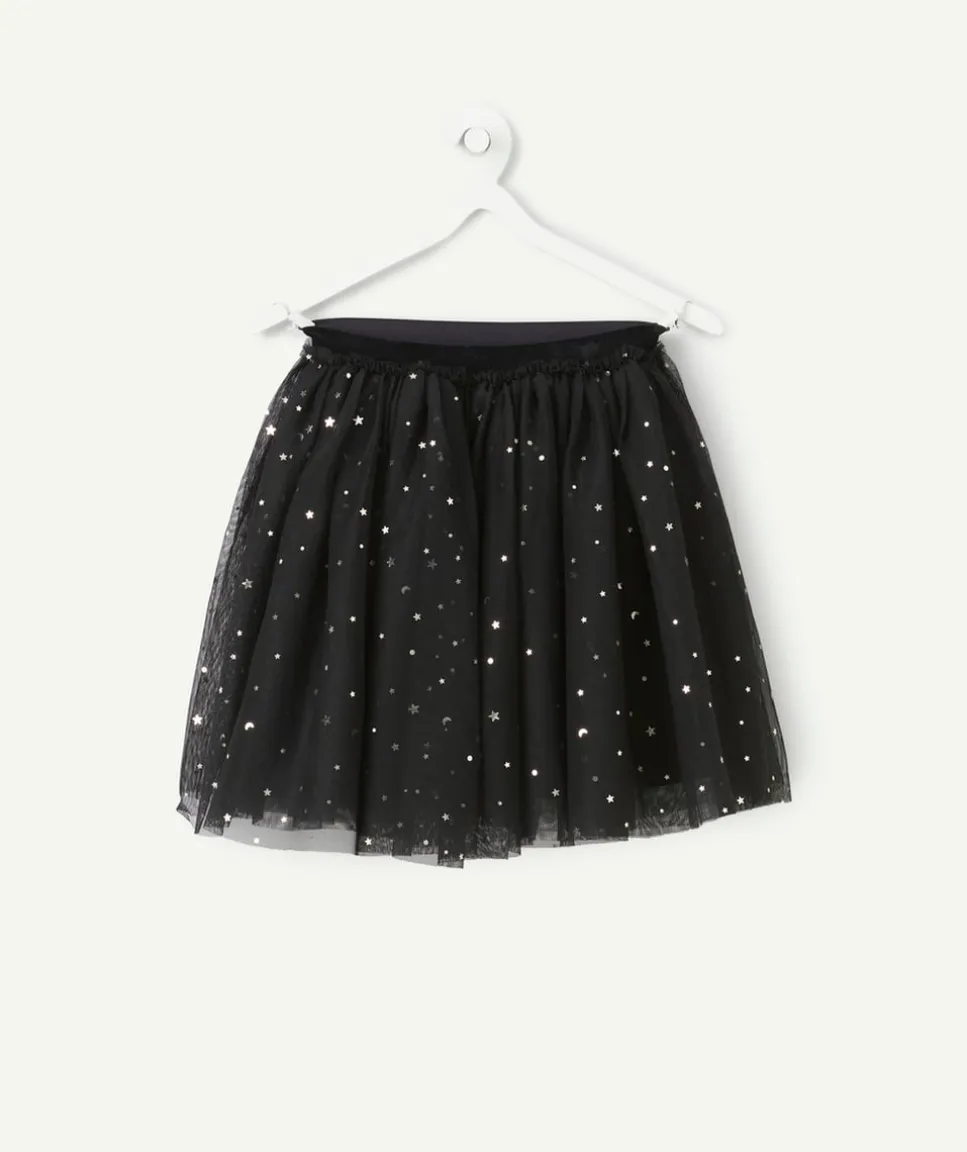 Jupe fille tulle noir étoiles