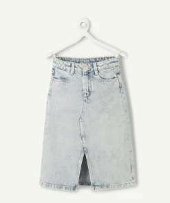 Jupe longue en jean délavé fille