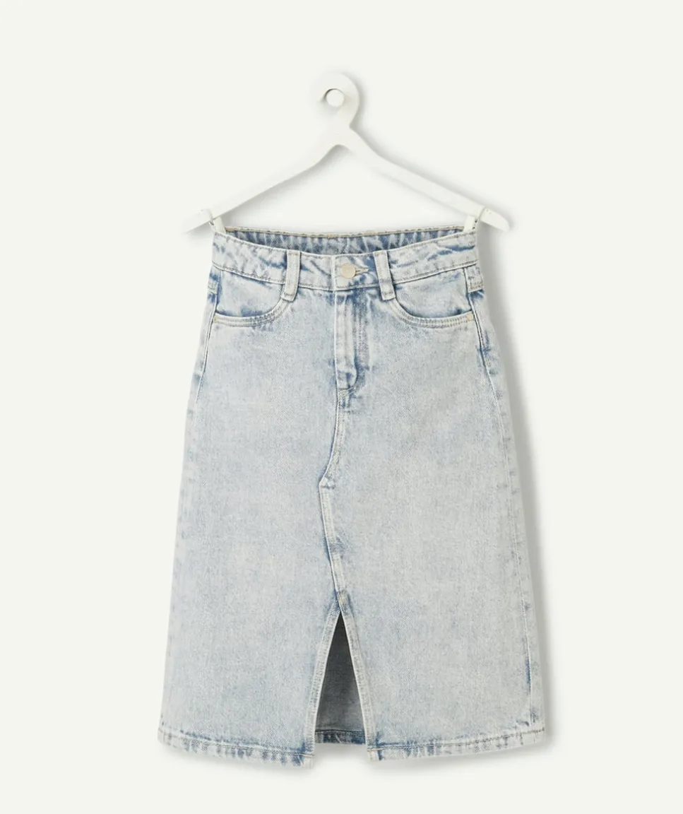 Jupe longue en jean délavé fille