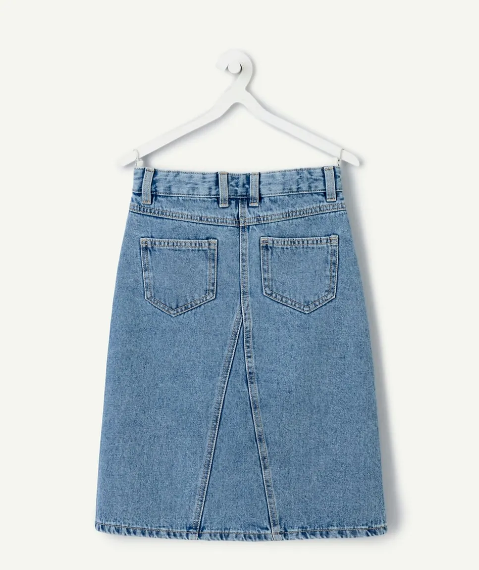 Jupe longue fille denim bleu