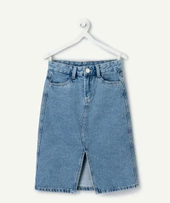 Jupe longue fille denim bleu