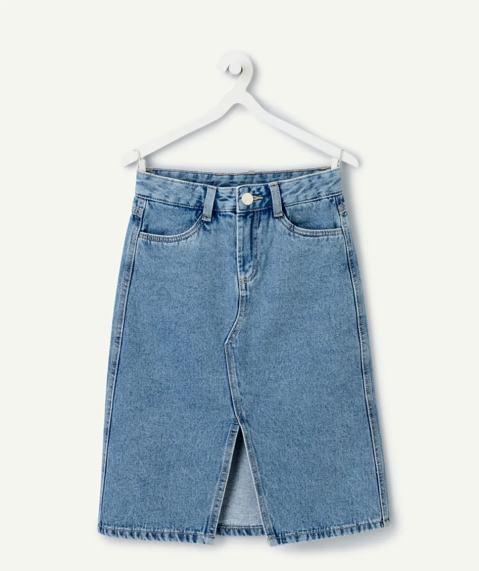 Jupe longue fille denim bleu
