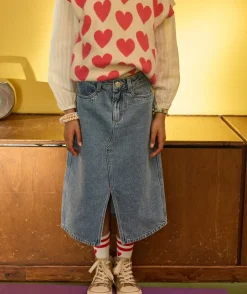 Jupe longue fille denim bleu