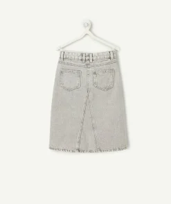 Jupe longue fille denim gris