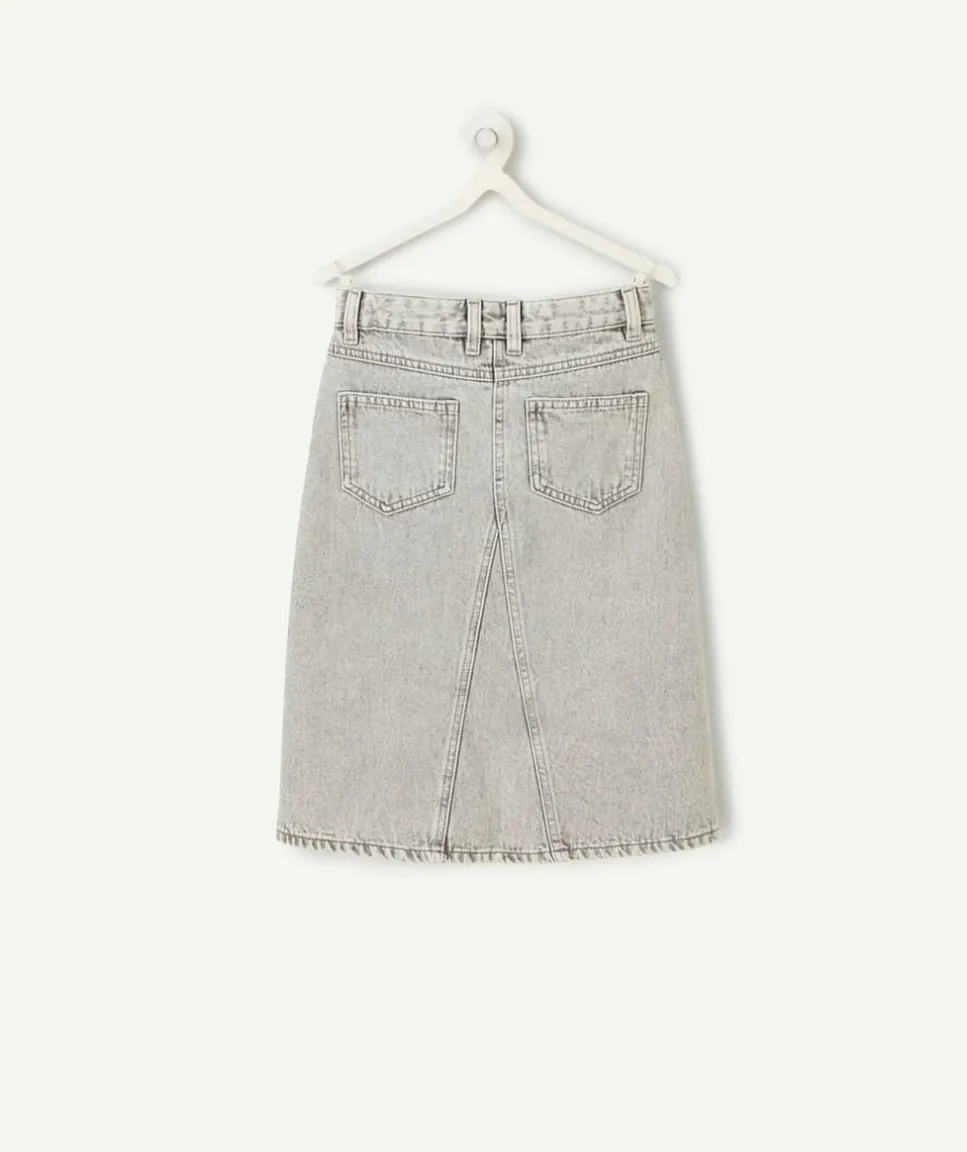 Jupe longue fille denim gris