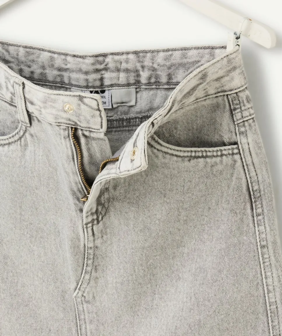 Jupe longue fille denim gris