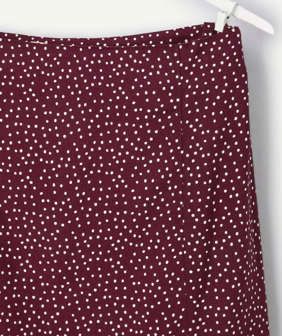 Jupe longue fille droite bordeaux à pois