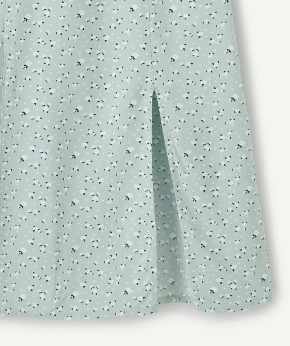 Jupe longue fille droite imprimée verte
