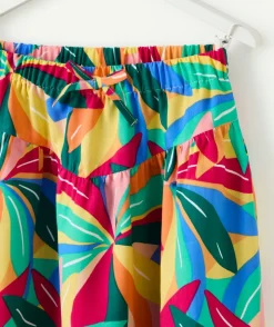 Jupe longue fille en viscose labellisée imprimé feuillage exotique