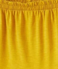 Jupe longue à volants fille en coton jaune moutarde