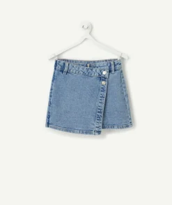 Jupe-short fille denim bleu