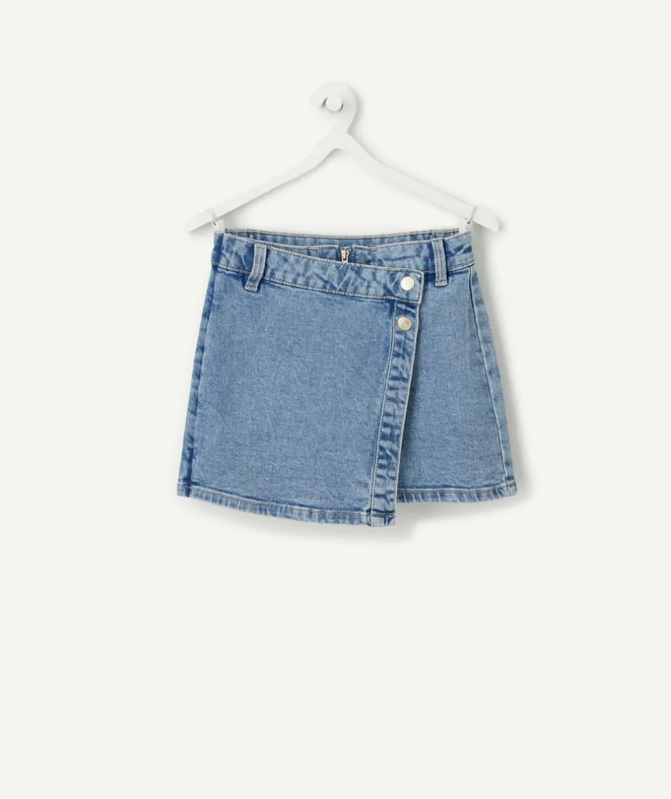 Jupe-short fille denim bleu