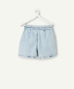 Jupe-short fille denim clair délavé