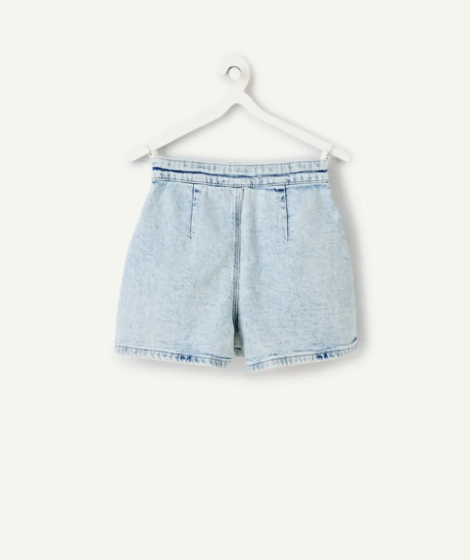 Jupe-short fille denim clair délavé