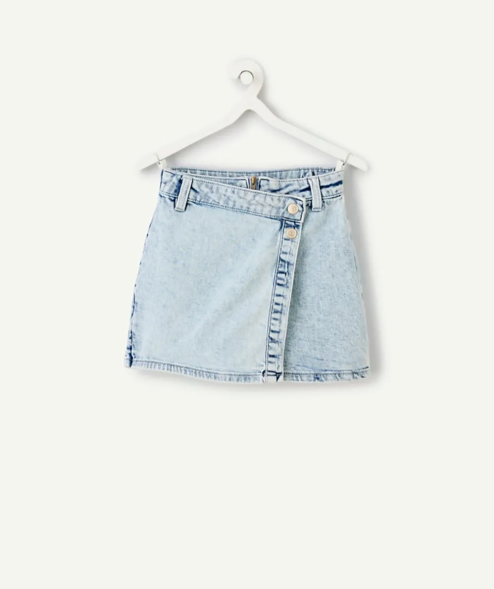 Jupe-short fille denim clair délavé