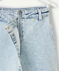 Jupe-short fille denim clair délavé