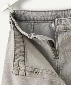 Jupe short fille denim gris zippée