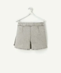 Jupe-short fille grise plissée