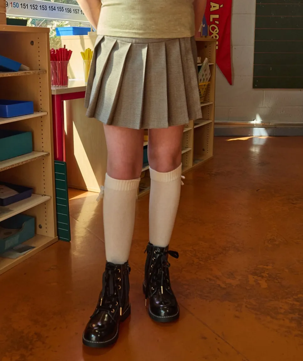 Jupe-short fille imprimé pied de poule