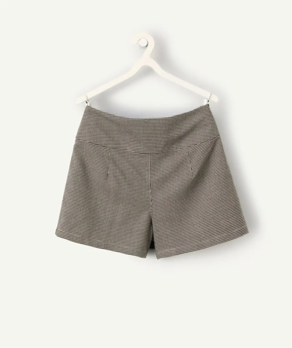 Jupe-short fille imprimé pied de poule
