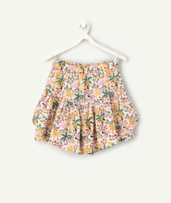 Jupe short fille imprimé tropical