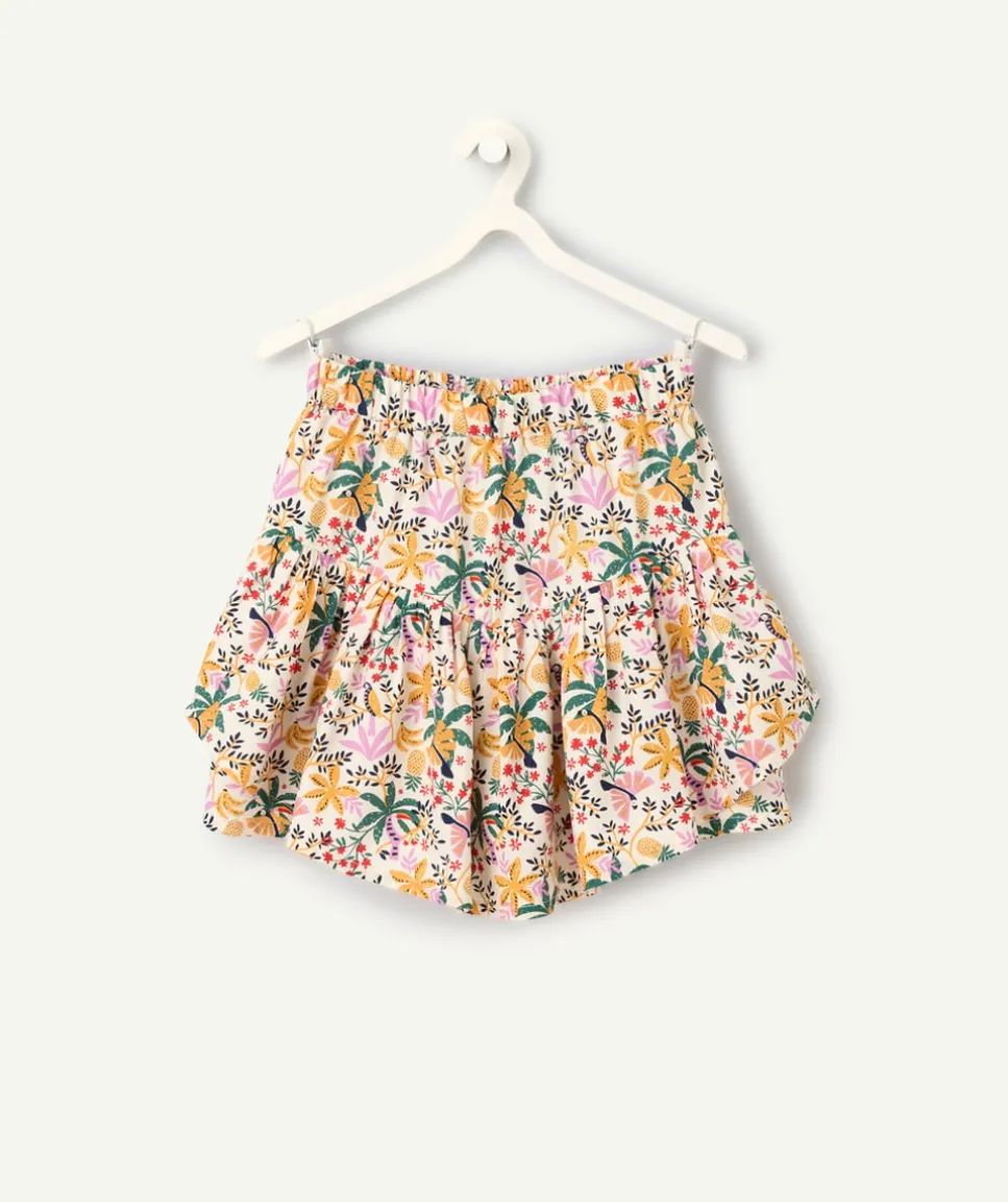 Jupe short fille imprimé tropical