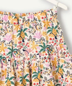 Jupe short fille imprimé tropical