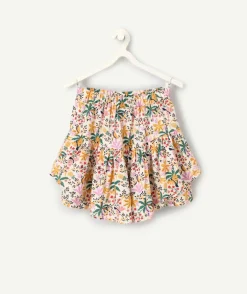 Jupe short fille imprimé tropical