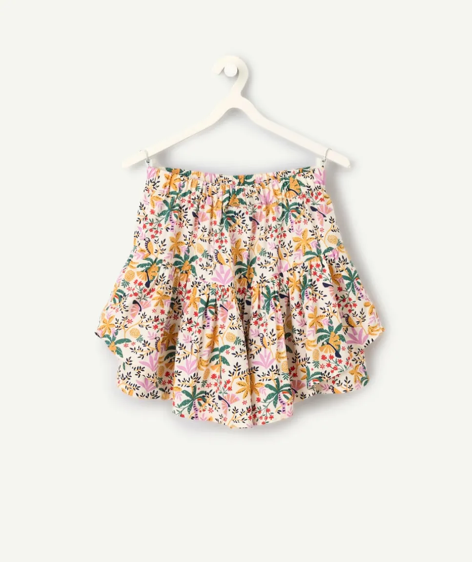 Jupe short fille imprimé tropical