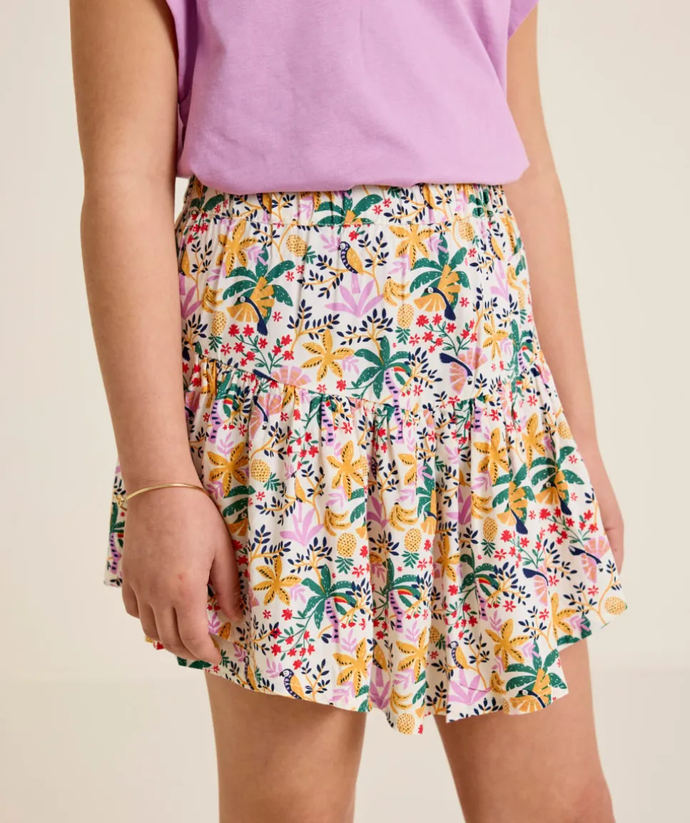 Jupe short fille imprimé tropical