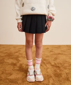 Jupe short fille noire plissée