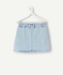 Jupe trapèze fille en denim bleu clair